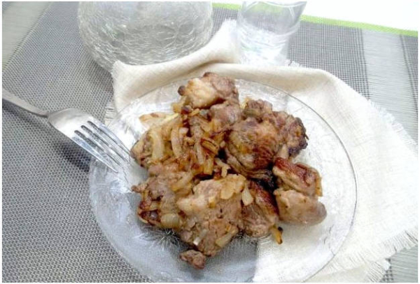 Жареная свинина с луком на сковороде Жареная свинина с луком на сковороде